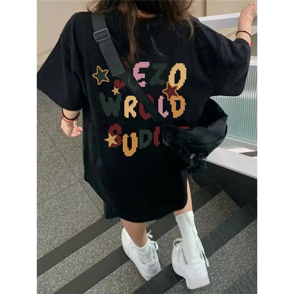 Áo phông thun nữ nam form rộng unisex tay lỡ chất liệu cotton in chữ SEZO