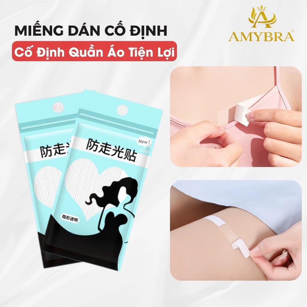 Miếng Dán Cố Định Quần Áo Trong Suốt – Băng Dính Áo 2 Mặt Chống Hở Túi 36 Miếng AMYBRA D3001