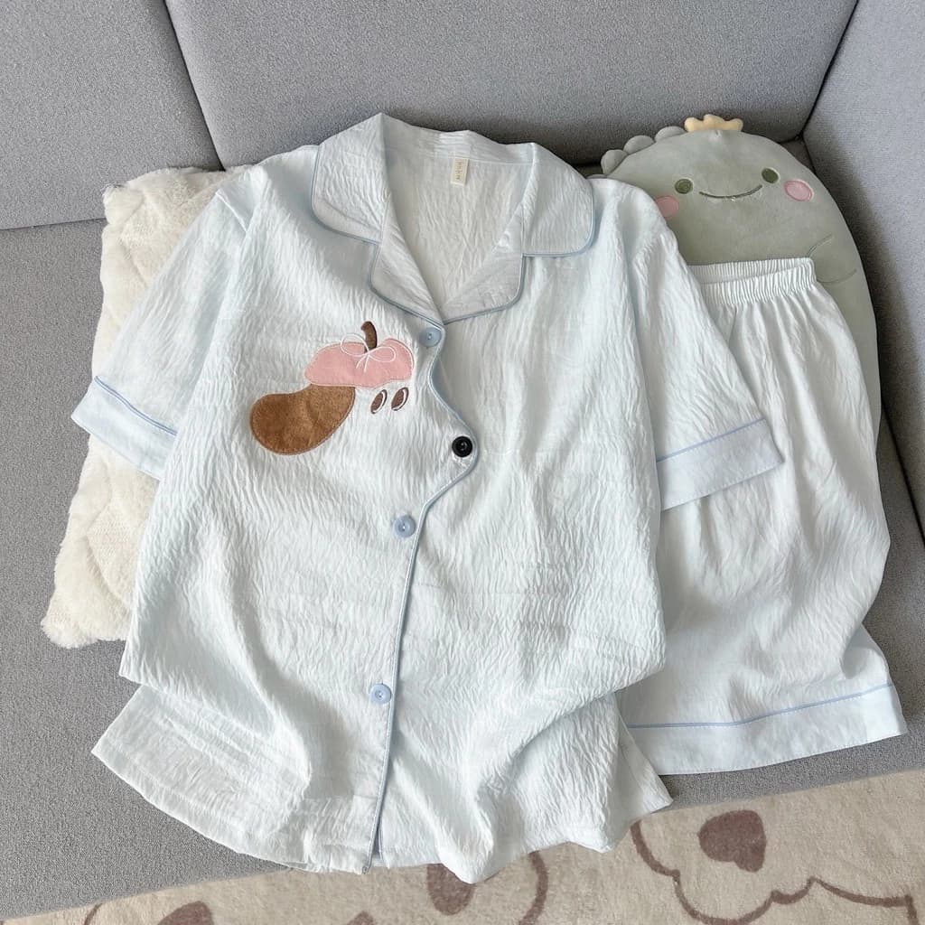 𝙭𝙪𝙭𝙞.𝙤𝙧𝙙𝙚𝙧 Bộ Ngủ Hình Cún Thêu 2 Màu Cute Mẫu Mới 2026