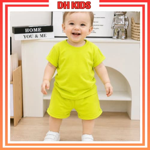 [L02]  Bộ thun lạnh màu mềm mát bảng màu dễ thương cho bé trai bé gái mặt hè từ 6 - 16kg - DH KIDS