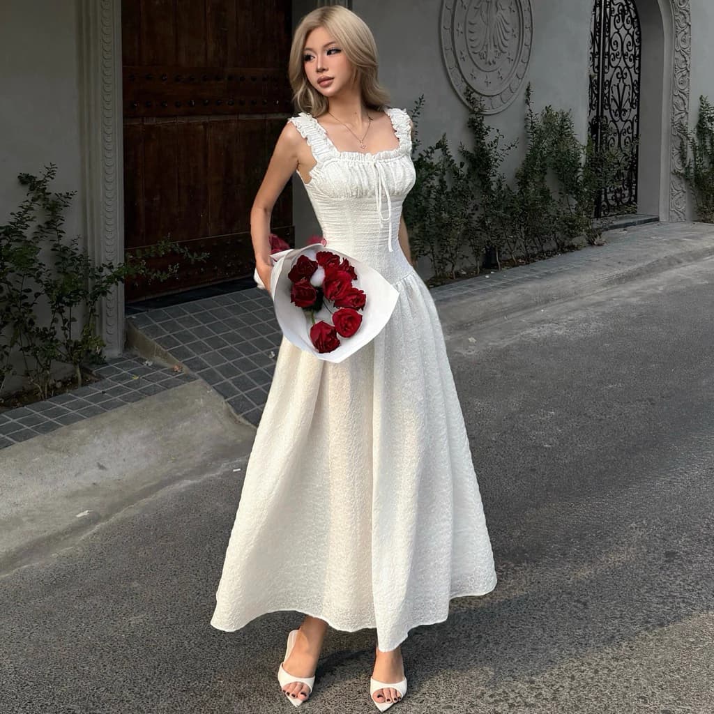 [FLORUS] - Đầm Maxi Nữ Lily Ren Cao Cấp 2 Lớp Dáng Xòe Tôn Dáng Sang Trọng