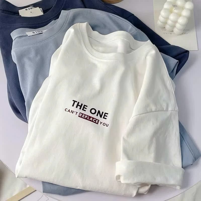 Áo thun phông nữ nam 3158 KONOVA chất liệu cotton form rộng dấu quần unisex in chữ THE ONE