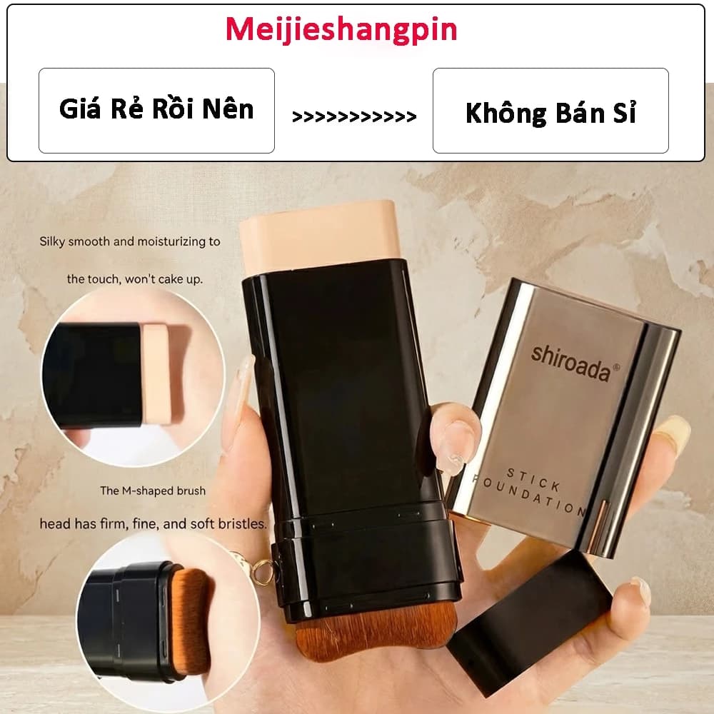 Kem Nền Dạng Thỏi 2 Đầu Shiroada - Lớp Nền Mịn Lì, Không Mốc Da Che Khuyết Điểm Cực Tốt