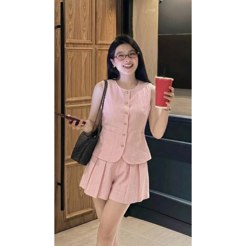 Set Bộ  Áo Sát Nách Nút Trước + QUẦN ỐNG  Xòe cao cấp Thanh Lịch, Chất Mềm Mát, Mặc Đi Làm Đi Chơi L12