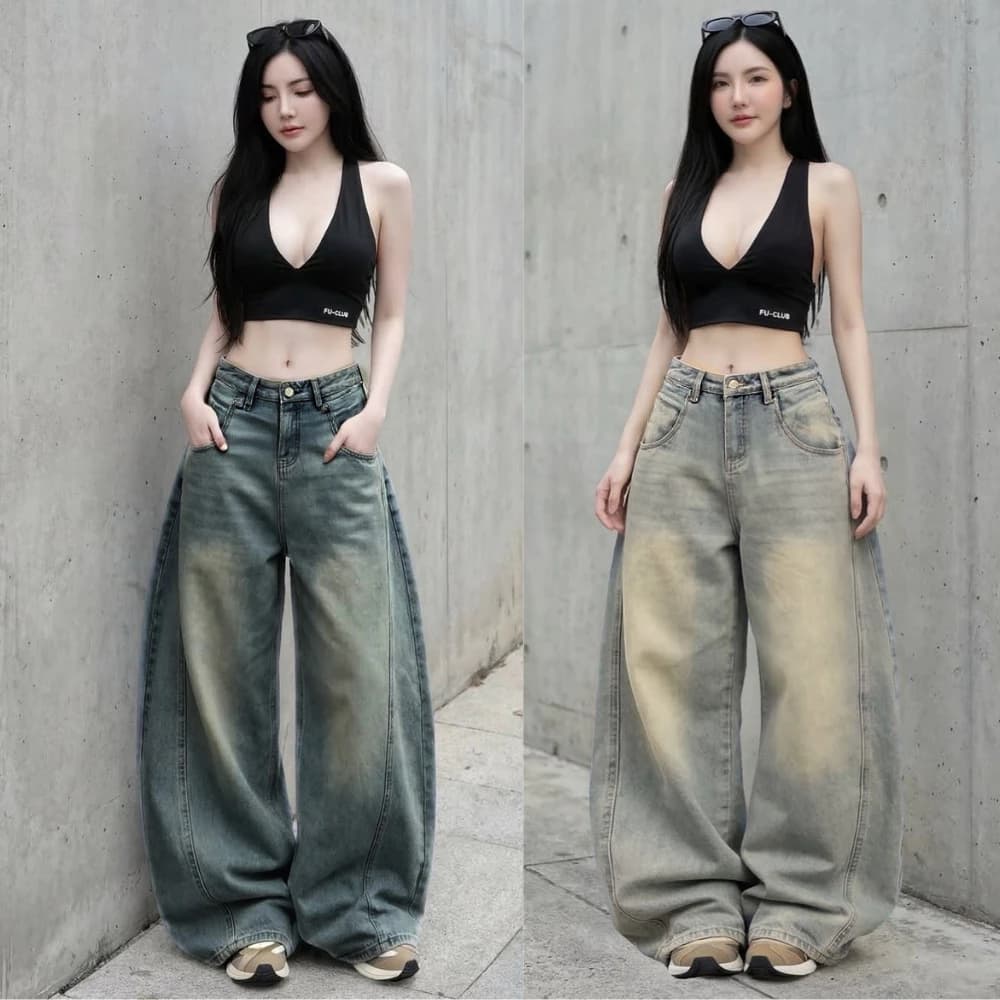 [ DEAL HÀNG MỚI ] Quần Jeans  Ống Cong Form Rộng Thụng MIAA Wash Nhiều Màu Cực Tôn Dáng – VER1