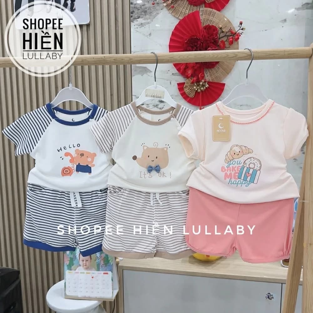 [Moon/Chính Hãng] Bộ ba lỗ, cộc tay Moon chất liệu Petit mềm mát cho bé yêu