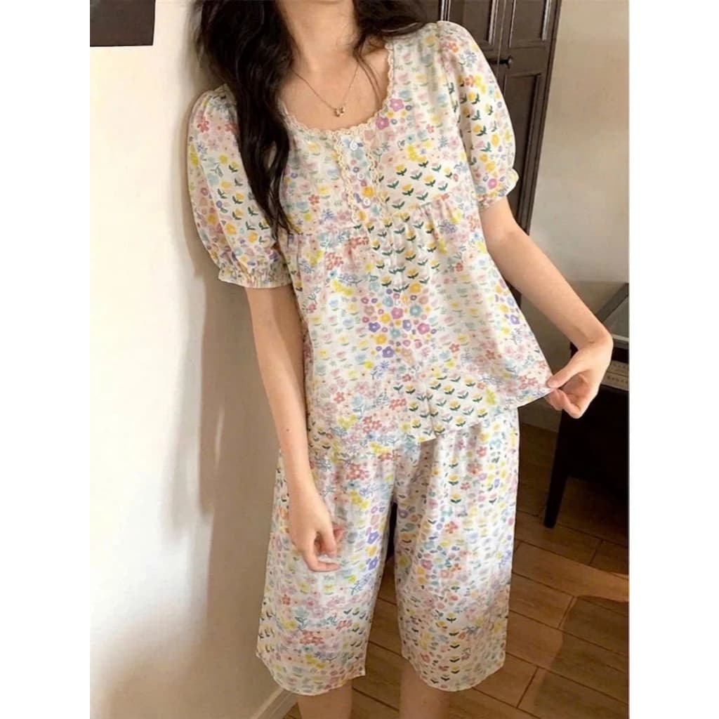 [GIẢM GIÁ]ĐỒ BỘ PIJAMA ÁO CỘC QUẦN LỬNG [Ảnh thật- Hàng thiết kế] vải kate cotton mềm đẹp