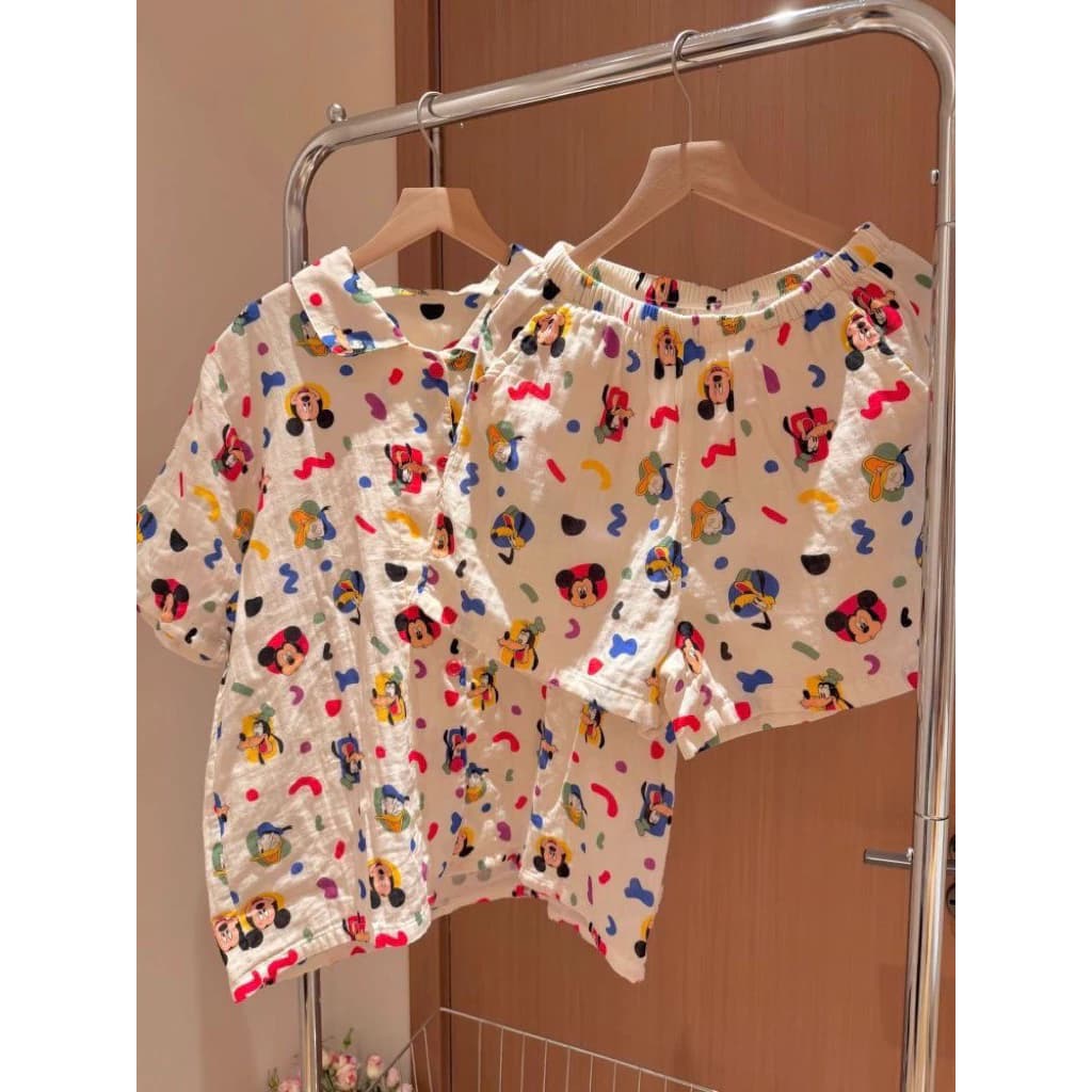 𝑶𝒏𝒊.𝑺𝒉𝒐𝒑_Set Pyjama 2 Món Mặc Mùa Hè Micky Sắc Màu