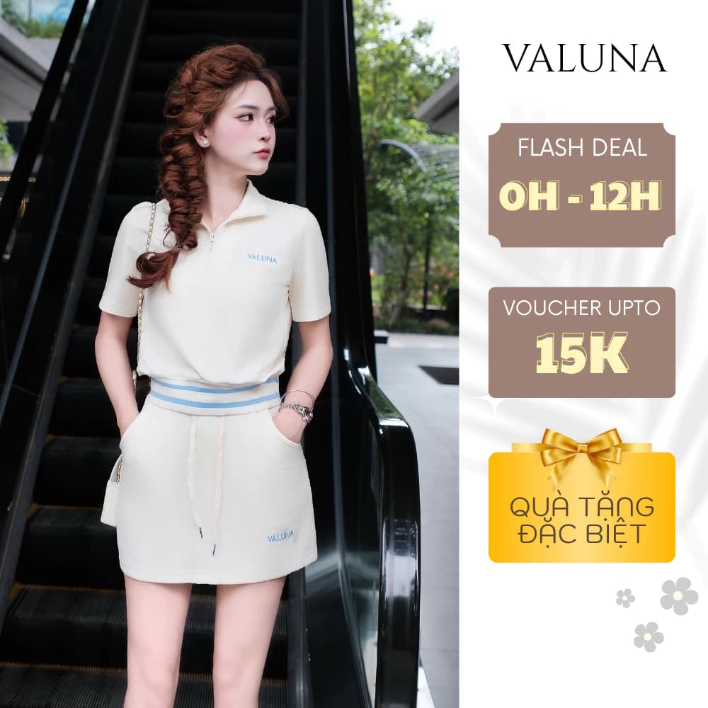 Set váy VALUNA nữ áo polo năng động trẻ trung tôn dáng dễ mặc cao cấp DB8