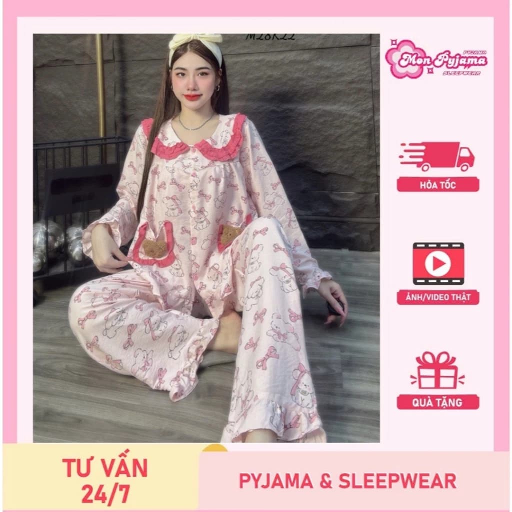 Đồ bộ nữ,đồ ngủ nữ dễ thương,set bộ tole hai da loại 1 tay dài nhiều họa tiết dễ thương,mịn mát[500]