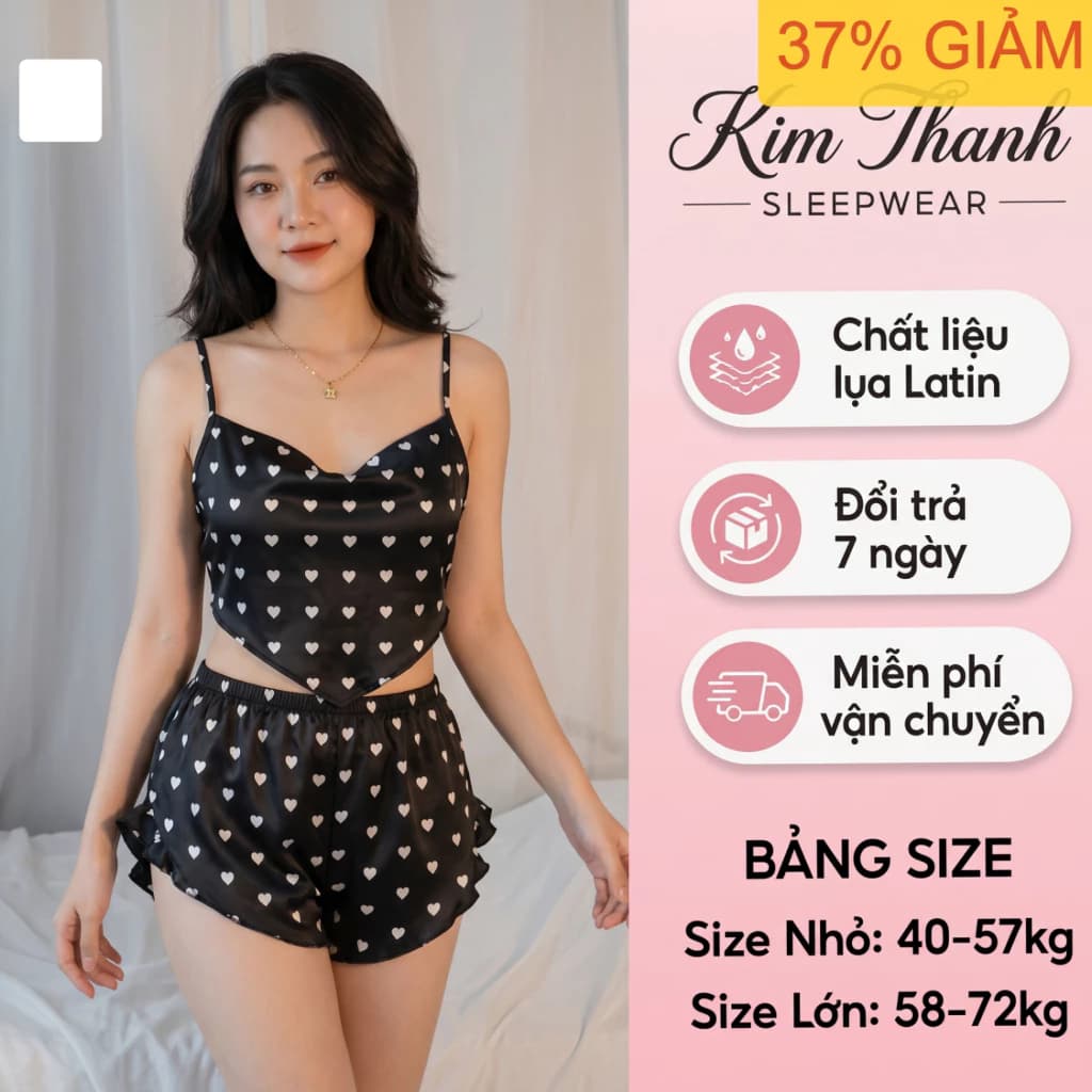 Bộ Ngủ 2 Dây Croptop G1 Kim Thanh - Lụa Latin Họa Tiết Tranh Cổ Điển Đen Trắng Sang Trọng Size 40-72kg