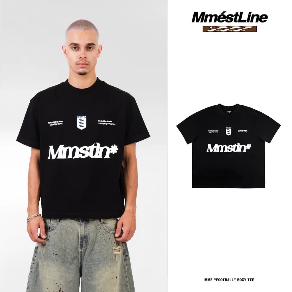 Áo thun MMESTLINE "FOOTBALL" form Boxy chất liệu Premium Cotton in lụa Trame nổi và chìm