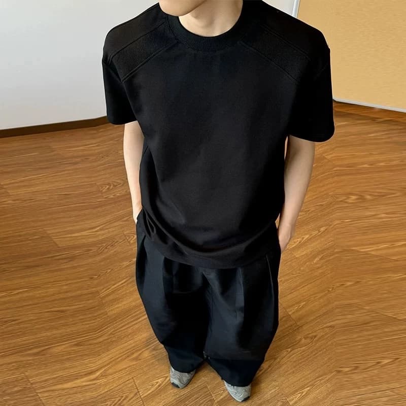 Áo Thun Nam Nữ Cổ Tròn BO VAI Dáng Rộng FKZ Unisex, Áo Phông Trơn Chất Cotton 2 Chiều Đứng Form Dày Dặn