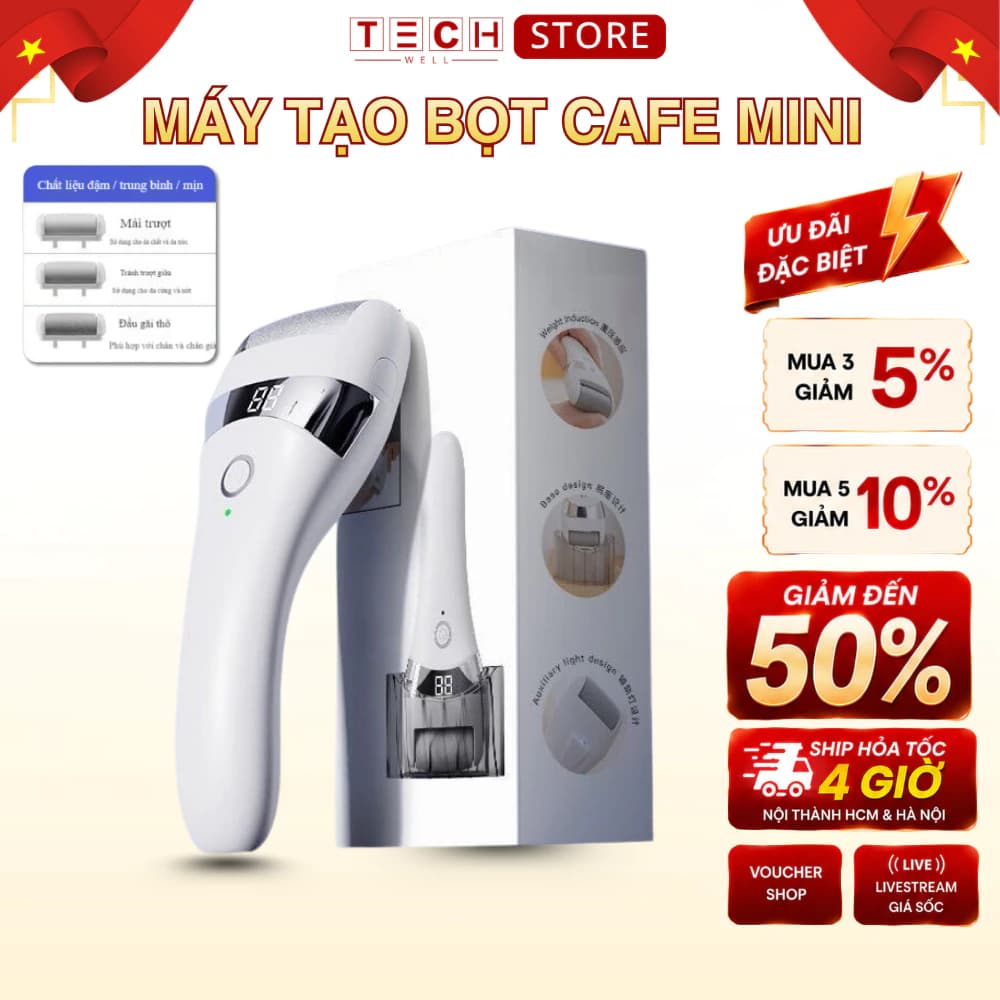 Máy chà gót chân động cơ mạnh mẽ pin dung lượng cao bảo hành 6 tháng