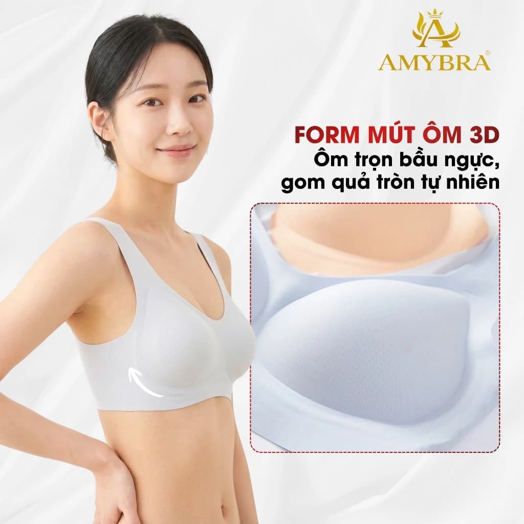 [ Back To School ] Áo Ngực Nữ Đúc Su Gom Quả Tự Nhiên, Áo Lót Không Gọng Tàng Hình Mềm Mịn AMYBRA A606