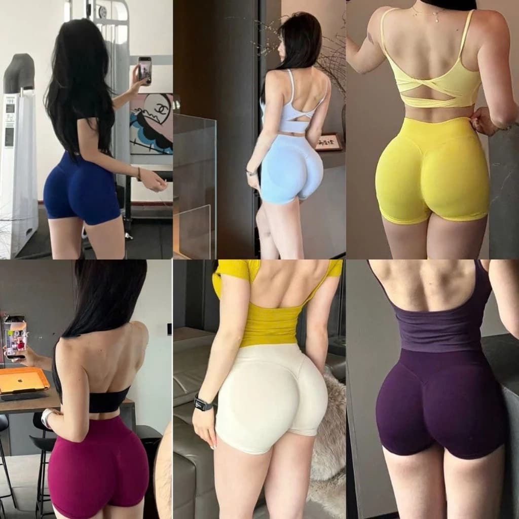 Quần đùi tập GYM tập YOGA nâng mông hách V3 đẹp lưng quần cao chất vải dày rặn không lộ quần chíp