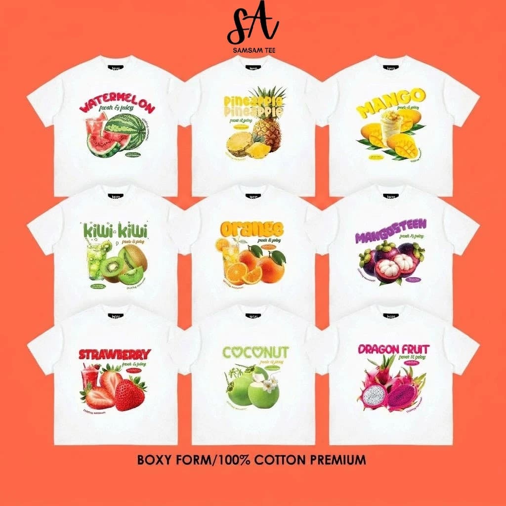 ( DEAL MỞ BÁN ) "BST FRESH & JUICY" ÁO THUN BOXY TRÁI CÂY MÙA HÈ - ÁO THUN BOXY ĐI BIỂN   -  COTTON 100% 260GSM
