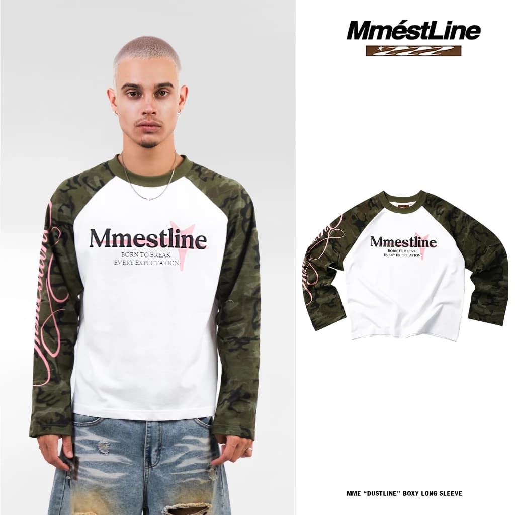 Áo Raglan Longsleeve MMESTLINE "DUSTLINE"  Form Boxy in lụa nổi chất vải Cotton Premium 2 chiều