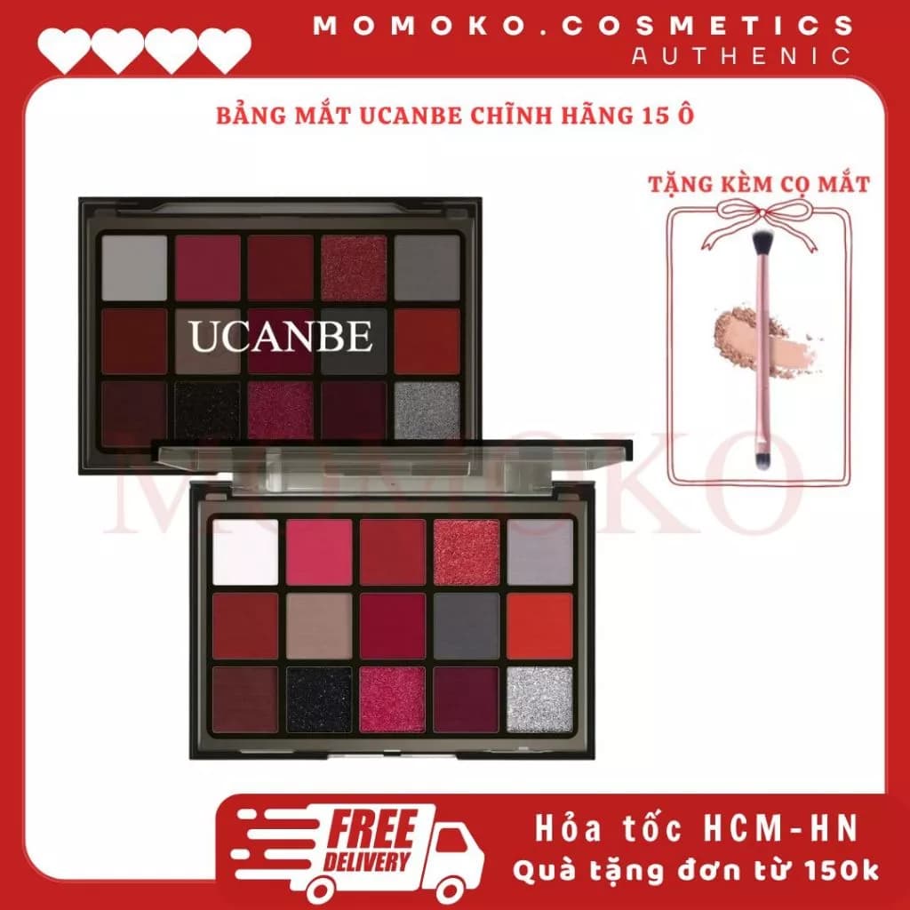 [DEAL TẶNG CỌ] Bảng Phấn Mắt 15 Ô UCANBE Macaron, Chất Phấn Mịn Lì, Nhũ Sáng Lên Màu Chuẩn