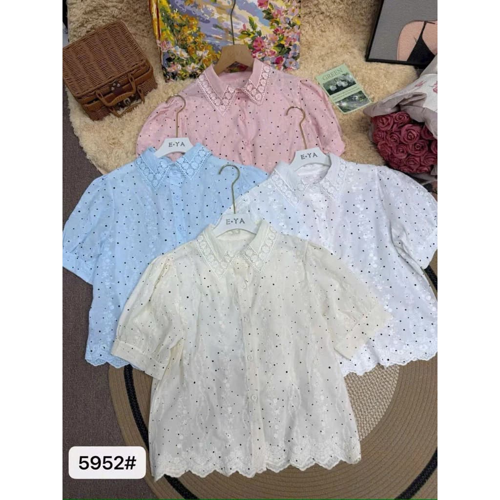 🌸 ÁO SƠ MI REN THÊU ĐỐM CỔ CÔNG CHÚA - MÃ 5952# 🌸
