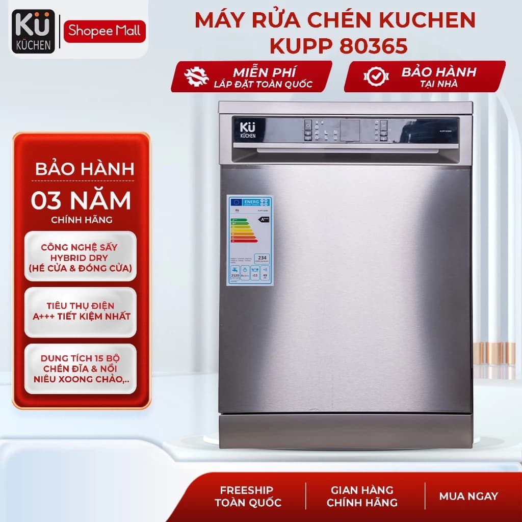 [MIỄN PHÍ LẮP ĐẶT & BẢO HÀNH TẠI NHÀ]  Máy rửa chén 15 bộ seri8 KUCHEN KUPP80365 - từ Thổ Nhĩ Kỳ