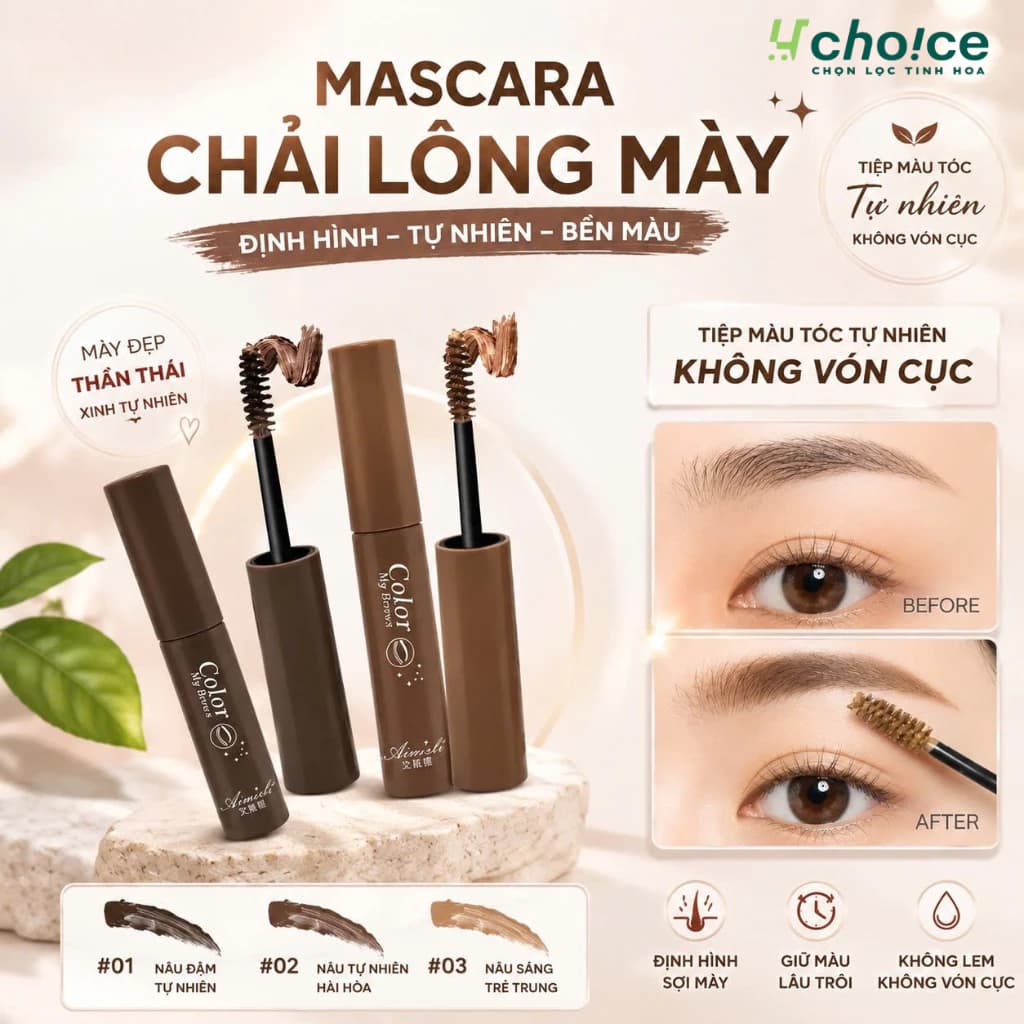 Gel lông mày tự nhiên, Mascara chải lông mày chống nước và chống mưa, bút kẻ lông mày bền màu