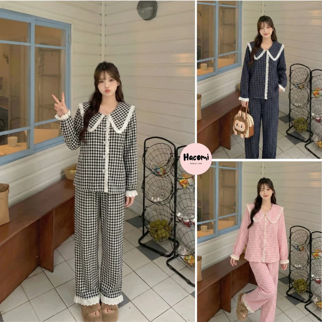 Bộ pijama ren bèo tiểu thư - Bộ đồ nữ mặc nhà siêu đáng yêu bánh bèo B11