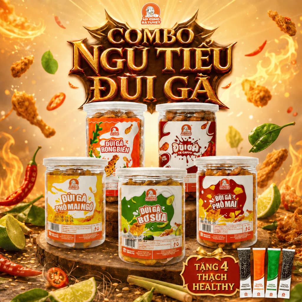(Tặng 4 thạch healthy) COMBO NGŨ TIỂU ĐÙI GÀ - ĂN CÙNG BÀ TUYẾT M68