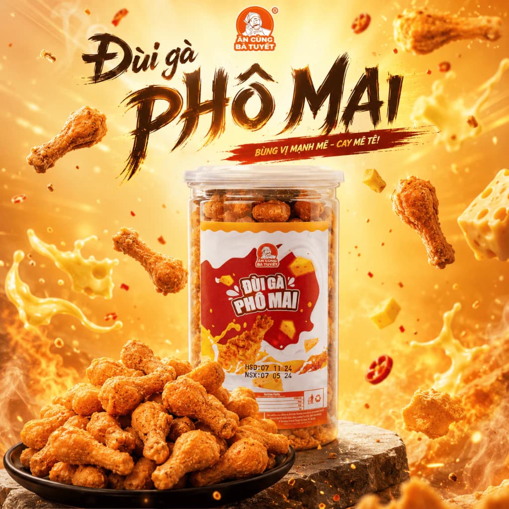 Đùi Gà Phô Mai cay 200g- ĂN CÙNG BÀ TUYẾT-  Đồ ăn vặt Việt Nam M44