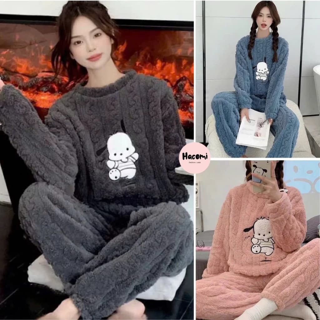 Bộ dồ ngủ lông hình cún siêu đáng yêu - Bộ đồ lông giữ nhiệt, bộ lông cún siêu dày dặn