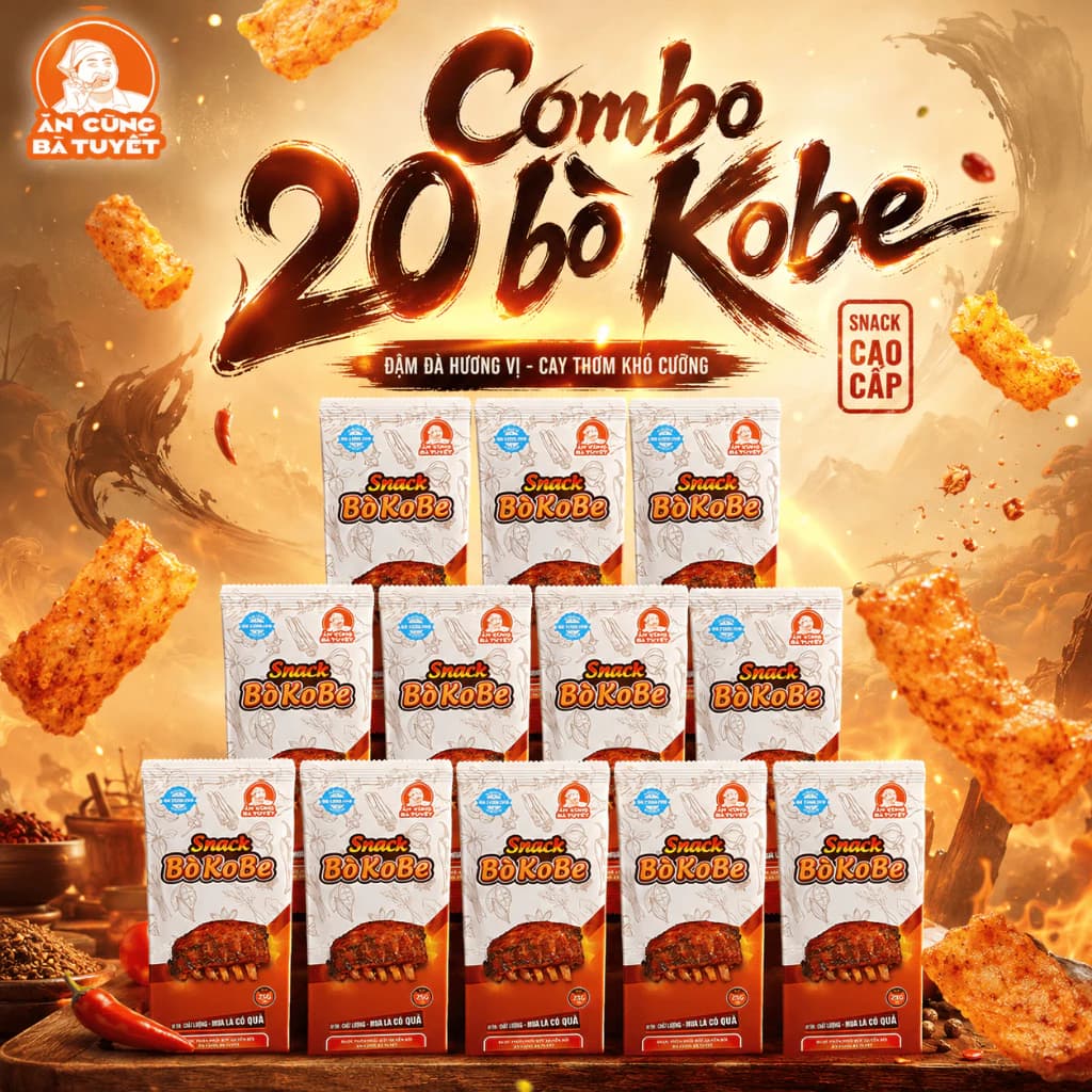 (Tặng 1 snack bim bim bất kì) COMBO 20 BÒ KOBE - ĂN CÙNG BÀ TUYẾT M23