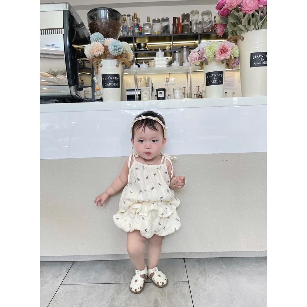 xô muslin set 2 dây cho bé gái dễ thương 6-17kg