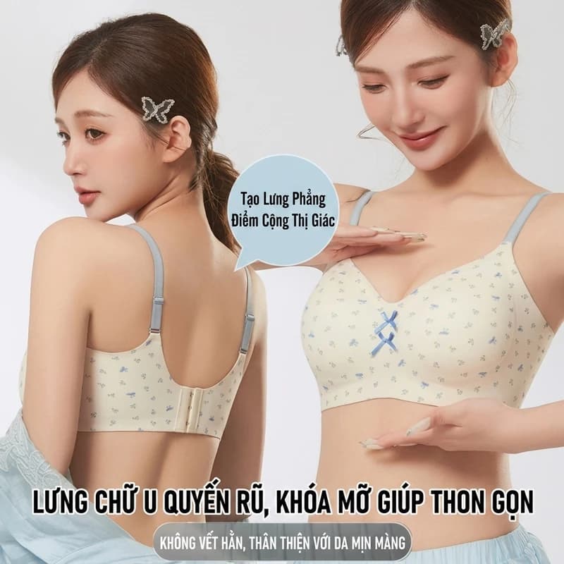 Áo ngực không gọng gợn sóng chấm bi - Áo lót không dấu tựa lưng, nâng ngực nhỏ, mặc đẹp mọi trang phục