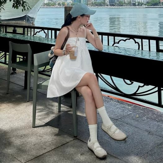 (ẢNH OLDSCHOOL) (TẶNG QUẦN BẢO HỘ) Váy 2 dây kiểu dữ thắt dây nơ dáng xoè BELLA DRESS