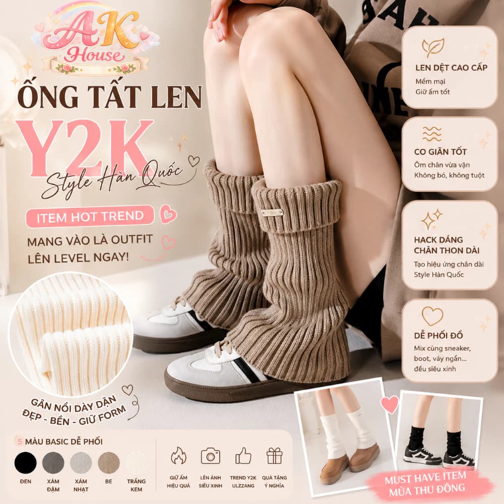 Tất ống nữ TO5 [CHẤT SỊN] AK Accesstory mix giày thể thao đơn giản nhẹ nhàng mùa đông cao cổ cá tính hot trend 2026