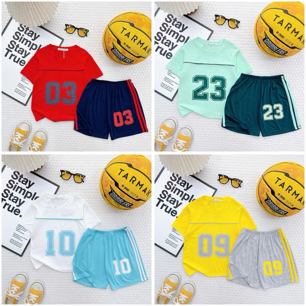 Cộc Tay Thể Thao(9-30kg) Bộ Cộc Tay In Số Chất Thun Lạnh Cho Bé