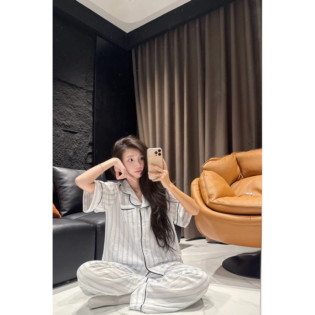 ( Ảnh thật tự chụp ) Set bộ CỘC DÀI pijama kẻ 3 SỌC STRIPED mềm mại hè By Chun