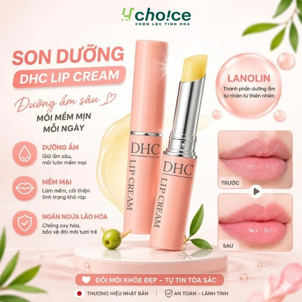Son dưỡng môi DHC Lip Cream 1,5gr cấp ẩm môi, làm mềm môi, hạn chế môi nứt nẻ