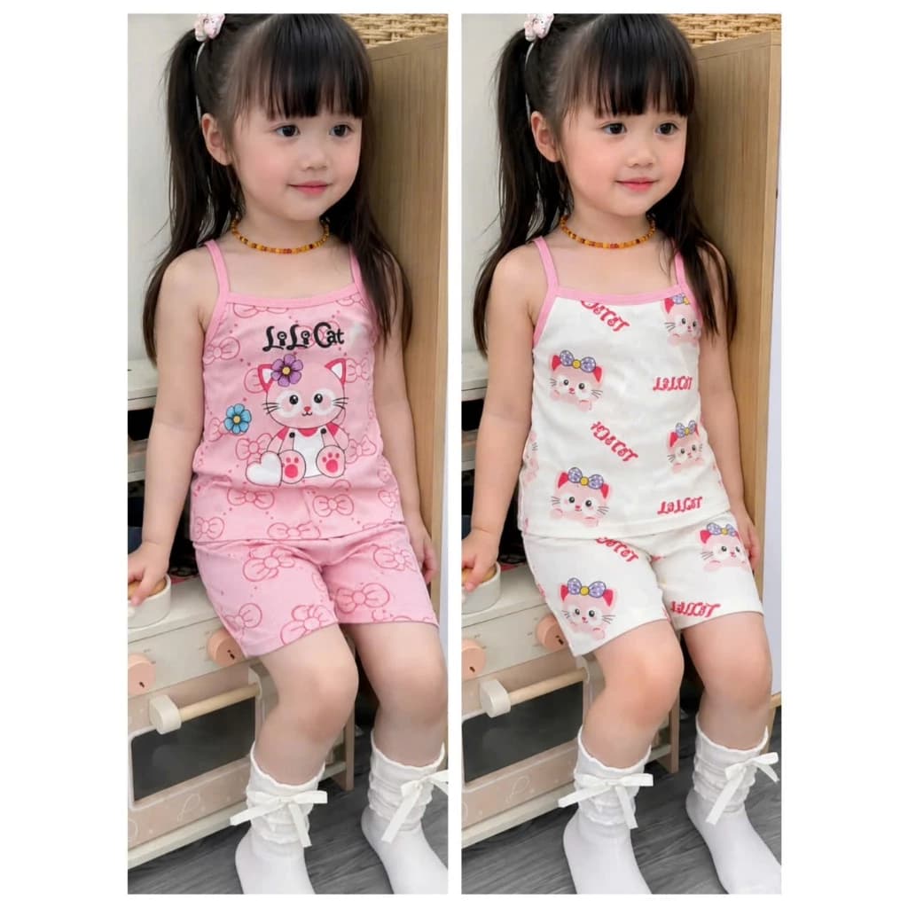 Bộ dồ ngắn tay 2 dây bé gái 9-35kg chất thun tăm thoáng mát (ms62)