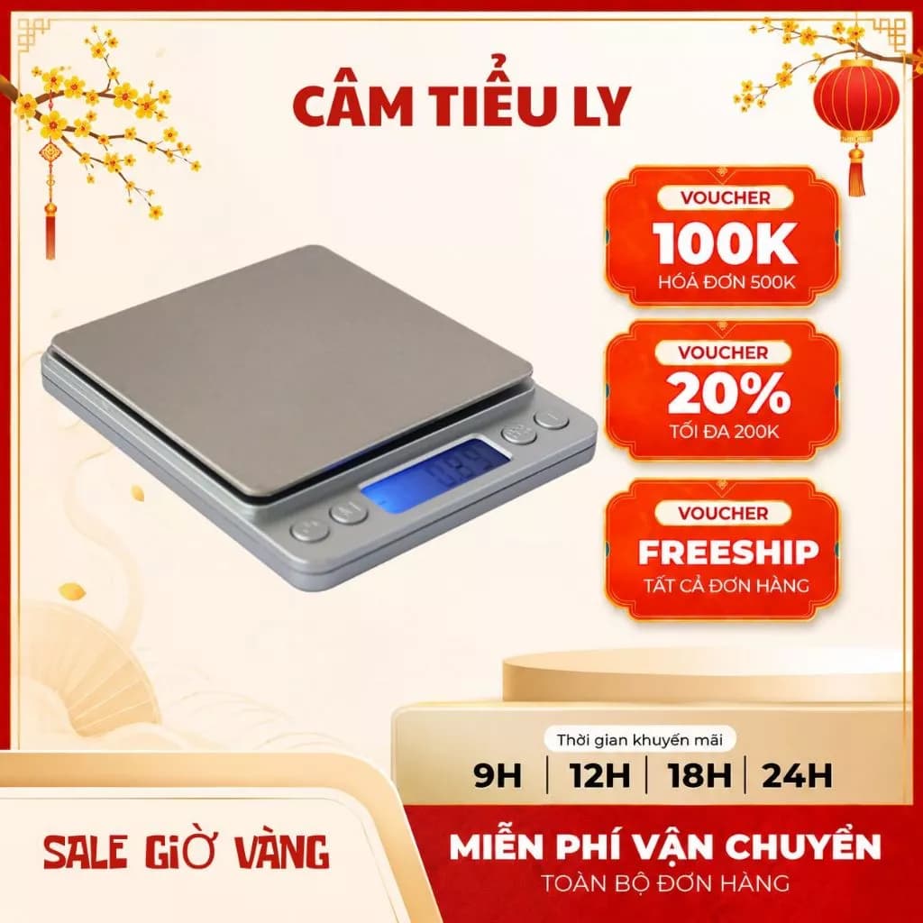 Cân Tiểu Ly Điện Tử Platform 3kg - Cân Điện Tử Mini, Cân Tiểu Li Inox I-2000 Tiện lợi dễ sử dụng