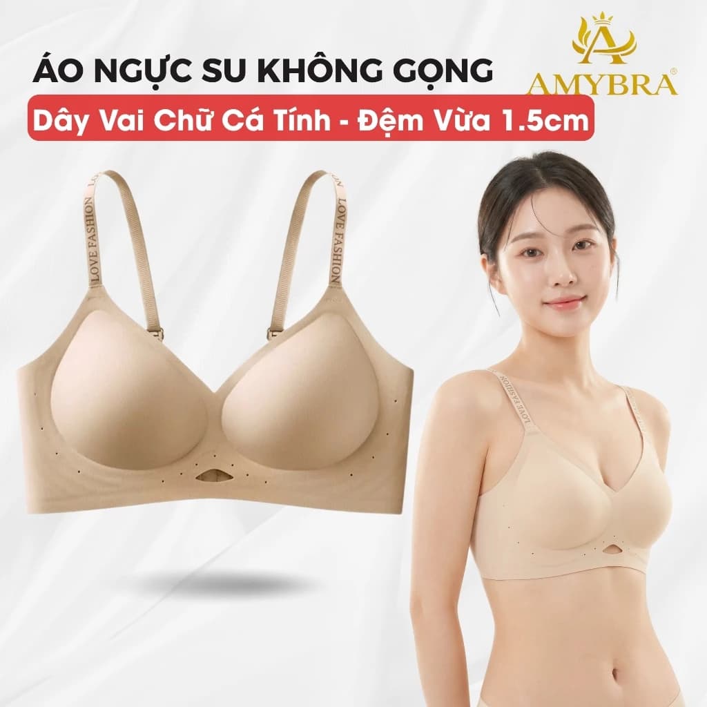 [ Deal Hời ] Áo Ngực Đúc Su Khoét Giọt Nước Thoáng Khí, Áo Lót Nữ Mút Liền Tàng Hình AMYBRA A960