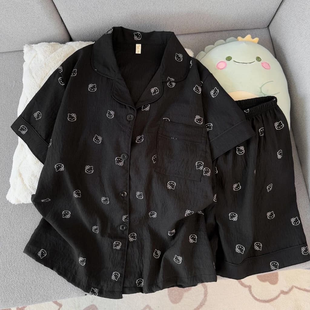 [Sẵn] Bộ ngủ pyjama cộc tay dành cho nữ nhiều hoạ tiết hoạt hình dễ thương mặc nhà 580