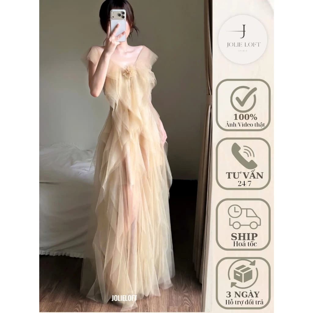 Váy dự tiệc du lịch thiết kế Jina Dress JOLIE LOFT, đầm dáng dài thanh lịch đi chơi đi tiệc