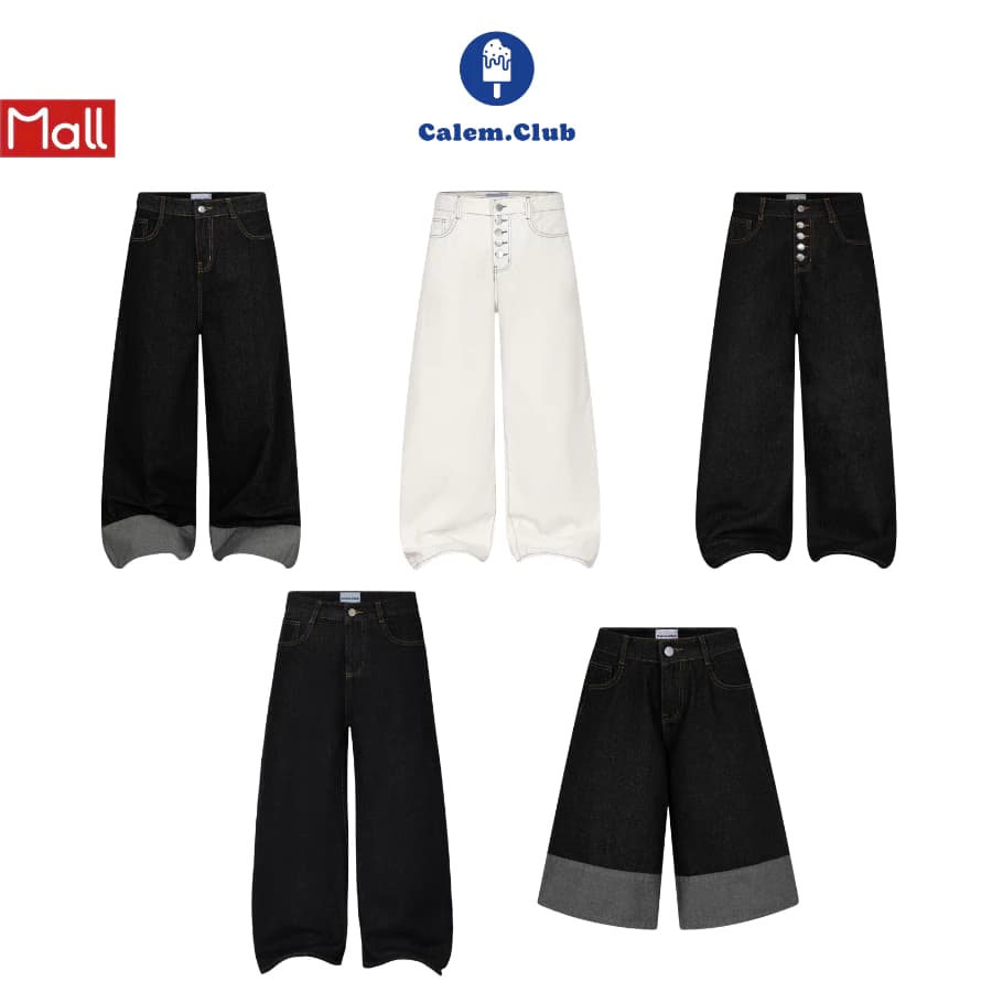 Calem.Club - Quần Jeans Ver.3 Dài/ Short Fold Series chất liệu Denim form nam nữ phong cách trẻ trung năng động