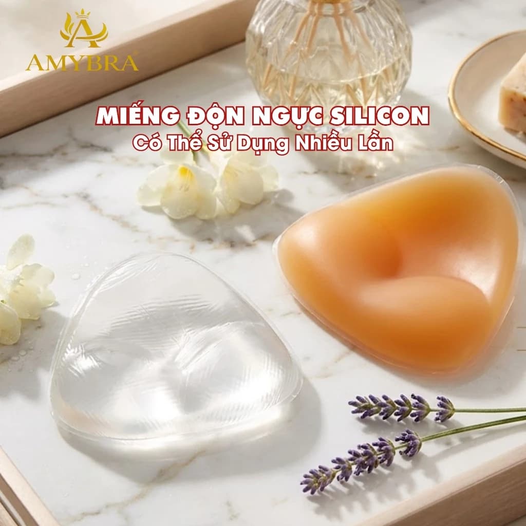 Miếng Độn Ngực Silicon Không Keo Dán, Miếng Đệm Áo Lót Dày 2cm Tự Tin Diện Bikini AMYBRA D352
