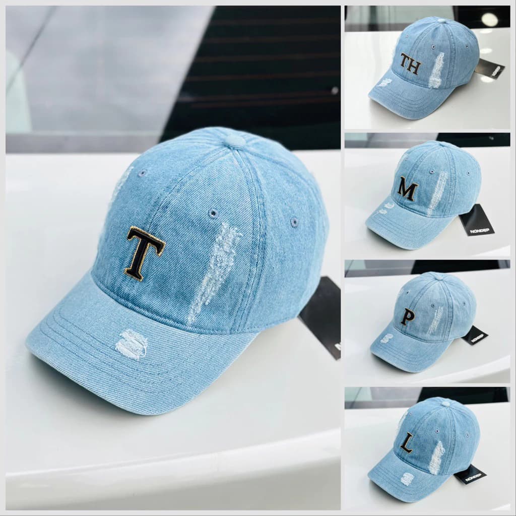Mũ Lưỡi Trai Jean Cao cấp thêu chữ ABC , vải jean thể thao phong cách Korea hot trend 2026 Free size Cotton Hat Cap