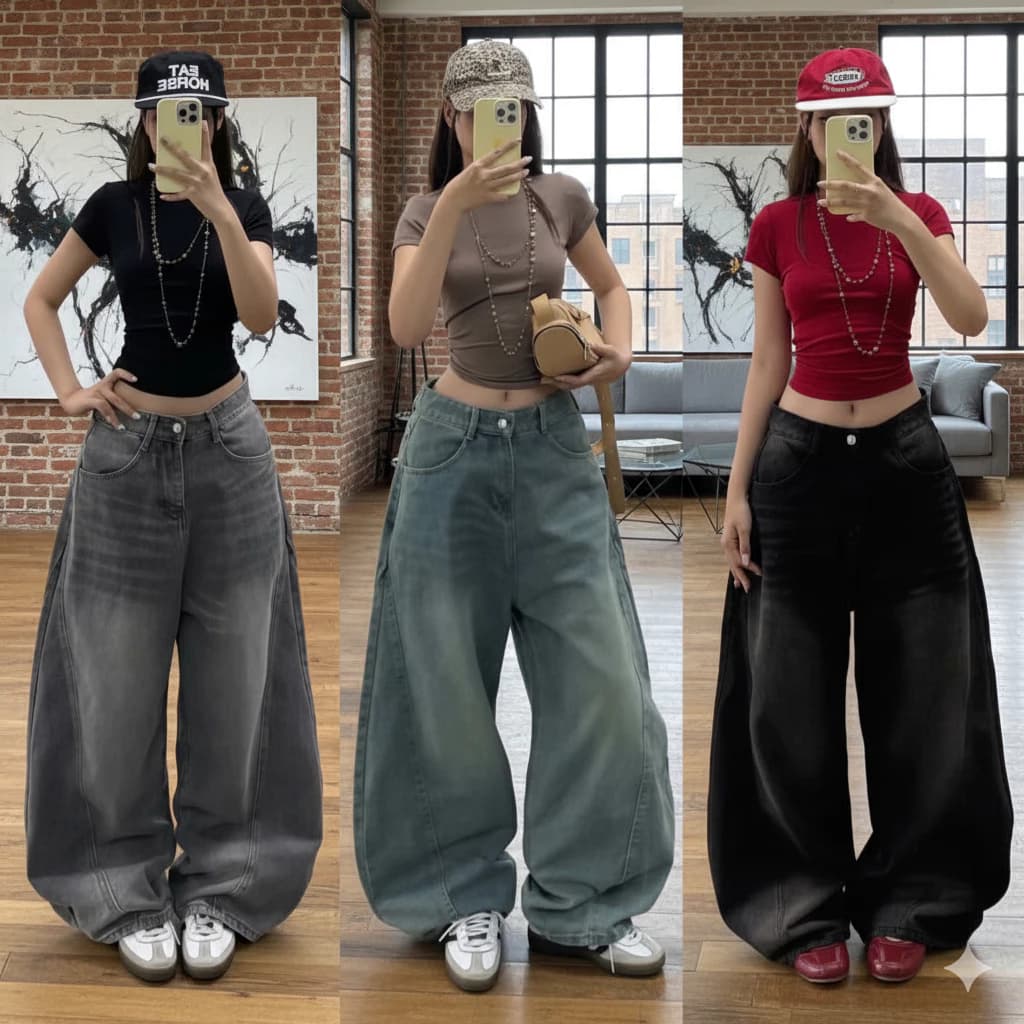 Quần Jean Nữ Ống Rộng Cong Dáng Dài Suông ống rộng 28-30cm đủ size từ XS-XL WJeans060