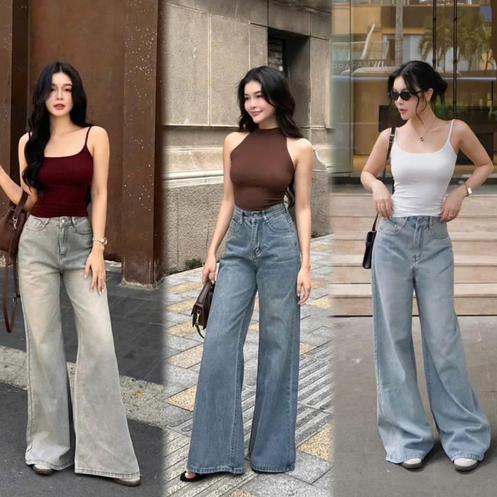 Quần Jean Nữ Lưng Cao Ống Loe Rộng 34cm Dáng Dài tôn dáng WJeans069