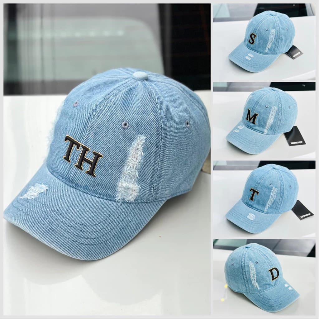Mũ jean thêu chữ ACB , Mẫu mới 2027 thêu chỉ nổi 3D , Nón cặp theo tên Nam Nữ , Free size phong cách Hàn Quốc chống nắng