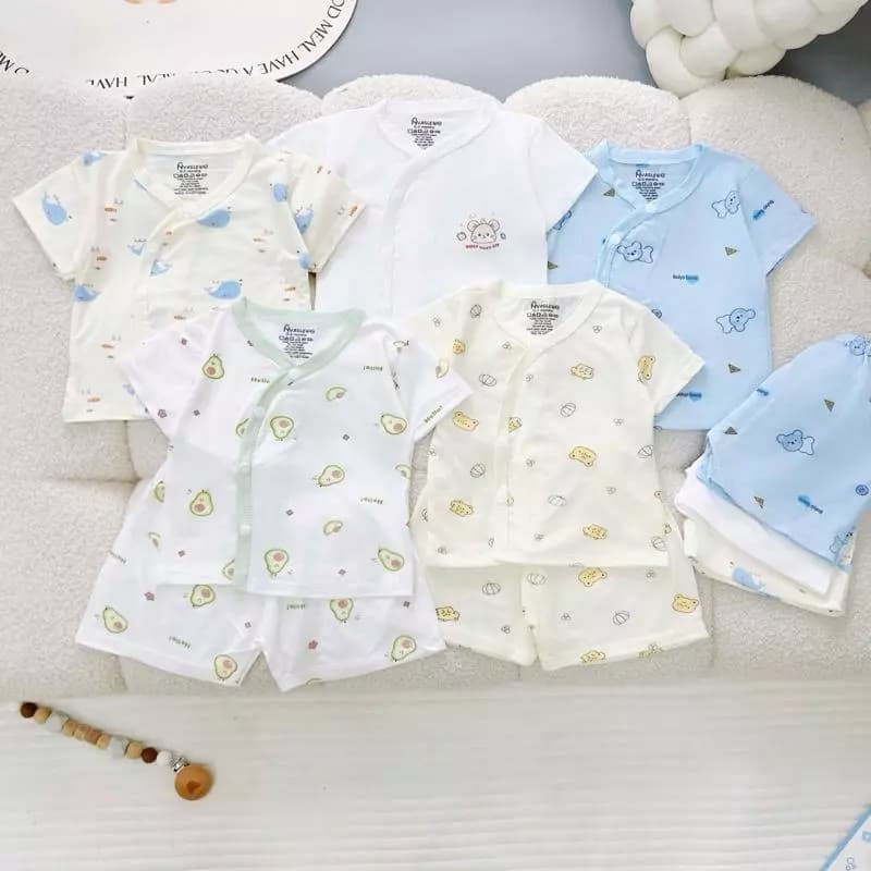 Combo 3-5 Bộ Quần Áo Cộc Tay Thun Lạnh Mềm Mát, Hoạ Tiết Đáng Yêu Cho Bé Từ 3-8kg - Avarlew